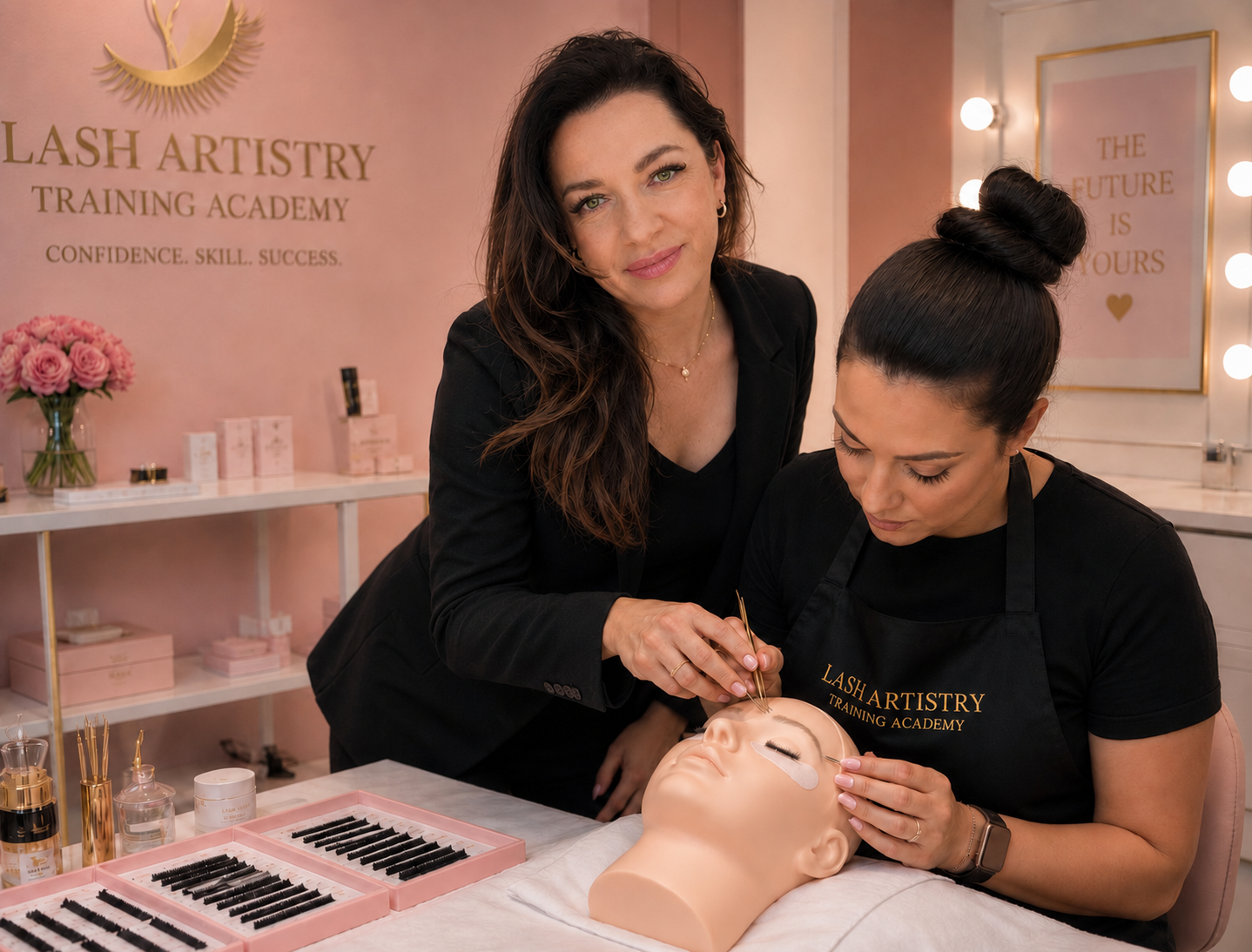 Lash training demonstration at BBA Beauty by Alex